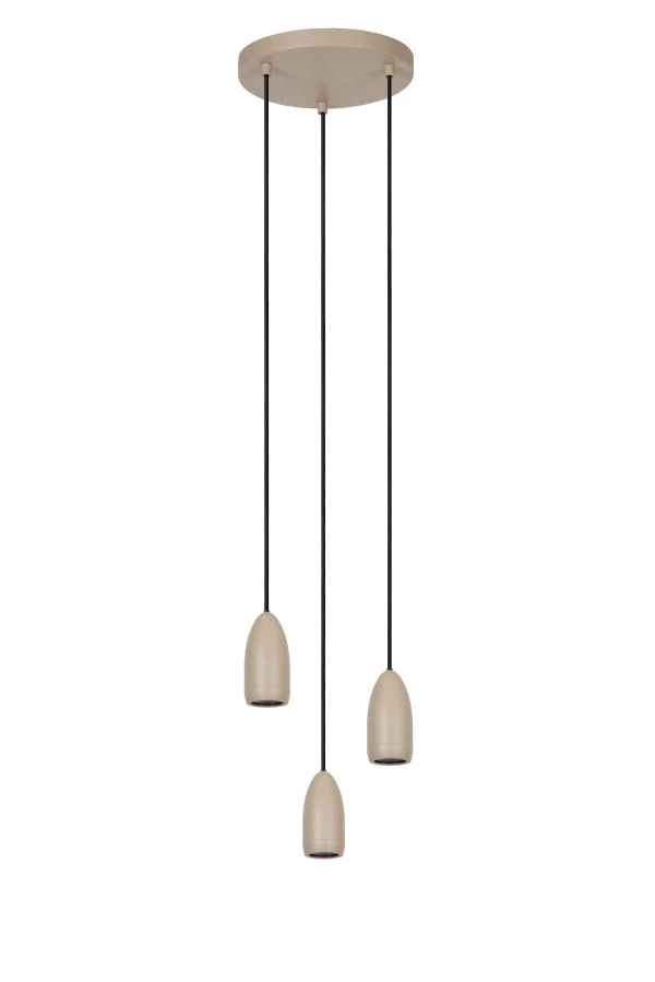 Lucide EVORA - Hanglamp - Ø 25 cm - 3xGU10 - Taupe - uitgezet